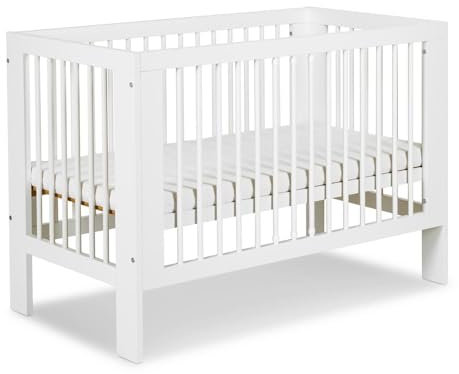 Sleepy shop 24 YOUR PERFECT MATTRESS Kinderbett - Babybett mit höhenverstellbar, Beistellbett Komplette, Holz babybetten, 60x120 cot Bet, Bett für Kinder (Weiß)