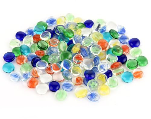 GBACHOOSE 2KG Mixed Color Glass Pebbles, Assorted Multi Colour Decorative Glass Pebble Stones Beads Vase Nuggets, Glittering Stones for Vase Garden Plant Pots Flowerpot Aquarium Filler Decorations