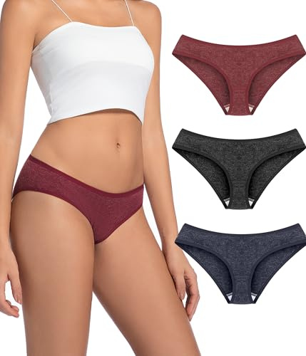 FORVEVO Biancheria intima da donna in lana merino, confezione da 3 pezzi, in lana traspirante, morbida, per donne (taglia S-XL), S