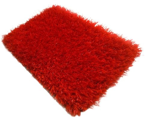 RybdaFDc Roter Kunstrasen mit Drainagelöchern, moderner Kunstrasenteppich, realistischer Kunstrasen(2x1m(6.56x3.28ft))