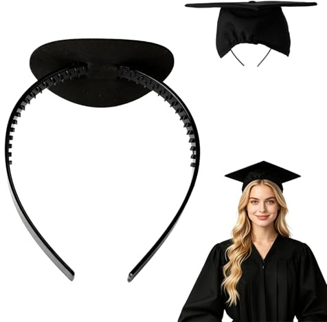 TecquorA Bachelor Hut Stirnband Schwarz Abschluss Hut Stirnband Insert für die Sicherung Graduation Frisur Graduation Deko Doktorhut Zubehör Stirnband für den Abschlusshut
