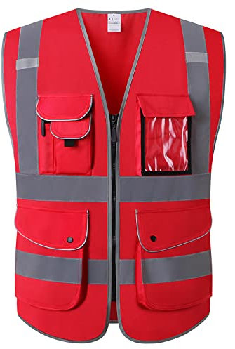 Xiake Sicherheitsweste Klasse 2, reflektierend, Reißverschluss vorne, ANSI/ISEA-Standards