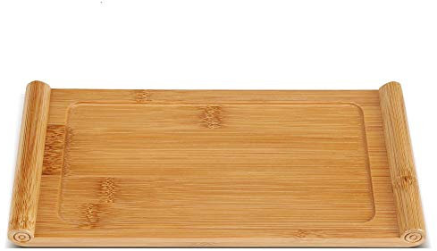 KSTE Bamboo Tea Tray, Chinese Style, Raised Rim, 26.5 x 12.9 x 1.8cm, 209g, 1-Pack