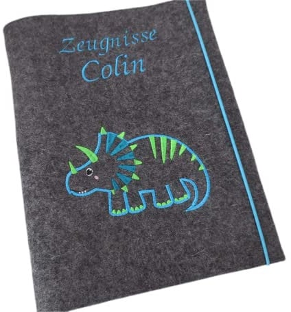 Zeugnismappe Wollfilz Mappe Zeugnisse DIN A4 Grundschule SchuleDinosaurier