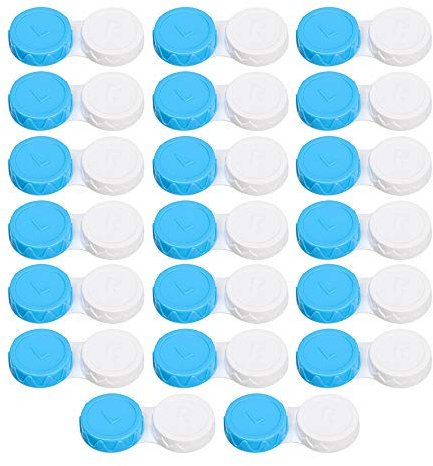20 PCS Fashion Eye Glass Portable Plastic Contact Lens Case Candy Color Soaking Box Travel Glasses Holder(blue)