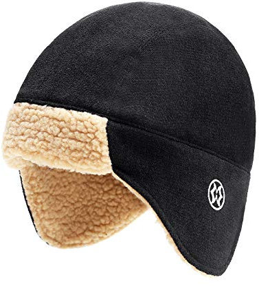 Sisttke Trapper Hat für Herren Fliegermützen Winter warme Earflap Unisex Schwarz Caps Draußen Beiläufig Winddicht&schneesicher Caps