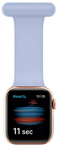 LJLB Ansteckuhr fob Kompatibel mit Apple Watch Armband 40mm 38mm, Silikonband mit Pin für Schwestern, Health Care Arbeite, für iWatch Series SE/6/5/4/3/2/1, Licht Blau