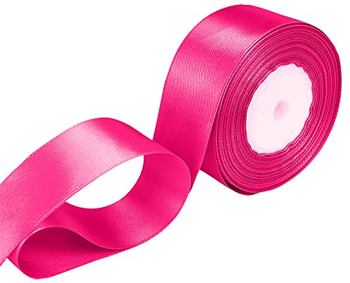 WedDecor 50mm x 25 Metres Shocking Pink Double Sided Polyester Ribbon
