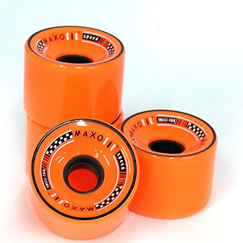 MAXOfit Longboard Rollen orange 70 mm Durchmesser 78A Härte ohne Kugellager, für Anfänger, Fortgeschrittene und Profi Rollen, Langlebig, Ersatzteile, Downhill,