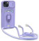 yanasuo Cover con Collana Compatibile con iPhone 13, Cover con Pratico Cordino, Slidable Protezione Fotocamera Slot Carte 360° Anello Supporto, Porpora