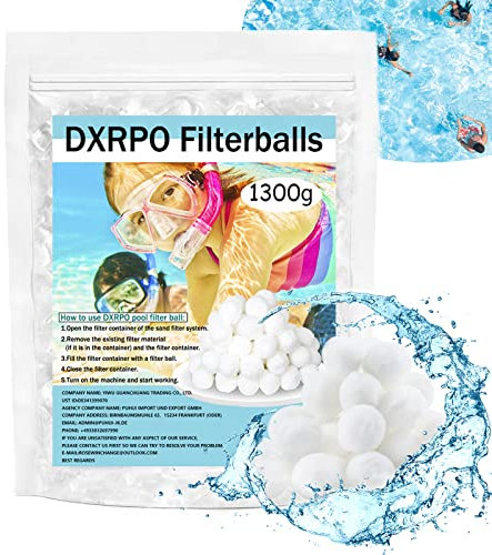 DXRPO Bolas de Filtro de Piscina, Bolas de Filtro de Piscina de 1300 g para Sistemas de Filtro de Arena, Reemplaza 46 kg Arena de Filtro, para Sistema de Filtro Piscina, Bomba de Filtro.(Blanco)