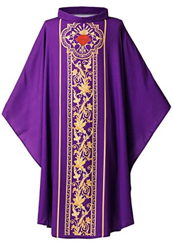 BLESSUME Clero misurato chiesa pastore fiera vestito celebrante vestito costume Uomo (viola)