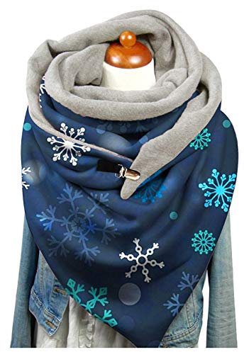 Dreieckschal Damen Schal Halstücher Herbst Winter Flauschiger Schal Wintermode Schneeflockendruck Knopfschals Wickelschals Lässige Frauen Warmer Weicher Schal Herren Schal Scarf Women Winterschal