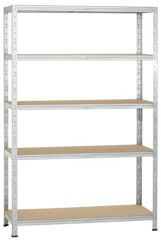 Dysell Schwerlast-Regal 180x120x40 (5HB/175) - Verzinkt - 5 extrastarke HDF-Böden - 875kg Tragkraft - Steckregal für Lager, Garage, Keller, Werkstatt