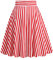 Odizli Rock Damen Knielang Rockabilly Elegant A Linie Skirt Petticoat Röcke Tellerrock Faltenrock Vintage Streifen Swing 50er Jahre Retro Trachtenrock Festlich Kurz Sommerrock Rot Streifen M
