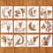 MWOOT 12 Stück Schablonen Feen, Fairy Zeichnung Malschablonen Set, Wiederverwendbar DIY Schablonen für Scrapbooking Karten Boden Wand Fliesen Leinwand Möbel Dekor (20X20cm)