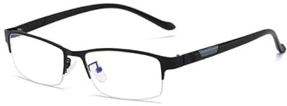 TECH-LINE-DIRECT FASHION ACCESSORIES Blue Light Blocking Glasses Eyeglasses Rectangle Frame UK Men/Women (Black Frame + Clear Lens)