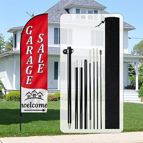 Panneau de vente de garage, kit de drapeau publicitaire Swooper et mât, drapeau de vente de garage de cour, kit de poteau de drapeau pour événement de vente