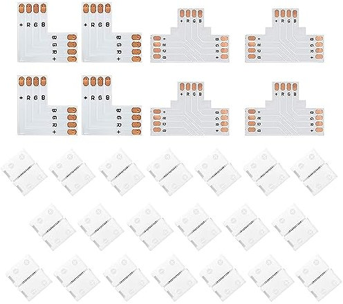 LED strip verbinder 4 polig,T-Form LED streifen verbinder für 8mm Weite 3535 RGB LED Strips,L-Form LED eckverbinder,LED verbinder 4 polig,eckverbinder,verbindung led streifen,verbindungsstück für led