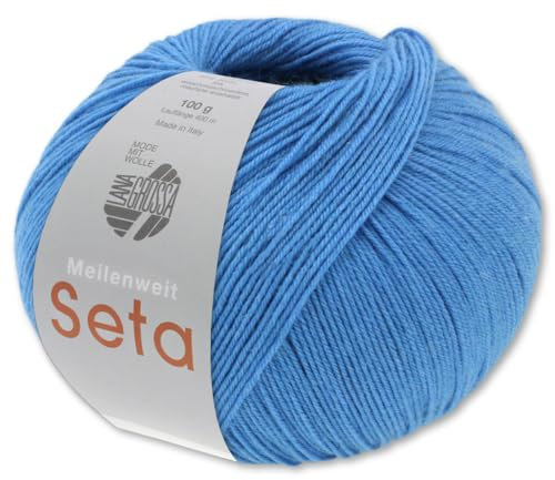 Frida's Wollhaus Lana Grossa 100 g Meilenweit 100 Seta Sockenwolle Merino Seide Garn 31 Farben (31 | Blau)