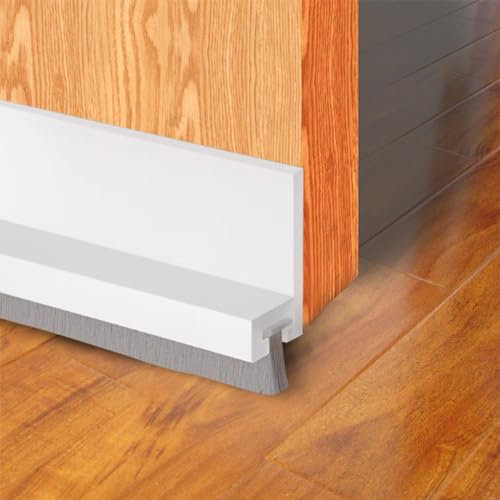 Bürstendichtung, Streifenbürste Türbürste, Insektenschutz Türbesen Luftzugstopper, Türdichtung aus Aluminium mit Bürste, Türbodendichtung für Türen Garagentore Schranktüren Fenster (Weiß, 30mm)