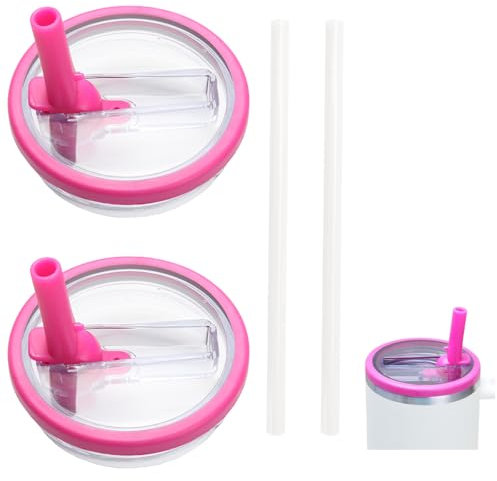 Stanley Flip Straw Lot de 2 couvercles de rechange, anti-fuite et anti-poussière, pour gobelets Stanley de 40 oz, avec paille, couvercle de rechange, pour accessoires Stanley Cup (rose)