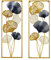 ACROSSPART 2PCS Wandbild Metall Ginkgoblätter Ginkgo Blätter Skulptur Wandschmuck Wanddeko Schlafzimmer Wanddeko Wohnzimmer Wanddekoration Wohnzimmer 85×31×5cm Gold