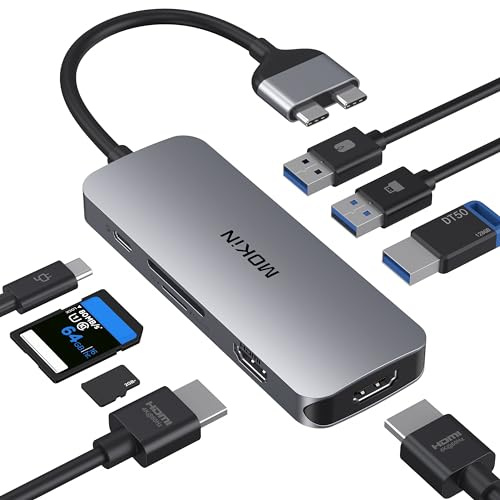 MOKiN Docking Station for MacBook ProAir,USB C Docking Station Dual Monitor | Dual HDMI Adapter Hub for Mac MacBook Pro with 2 HDMI(4K @60Hz), 3 USB3.0,SD TF Card Reader and 100W PD USB C Port