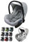 Bezug [Ersatzbezug für Babyschale] kompatibel mit Maxi-Cosi CabrioFix Komplett-Set Sitzbezug 6-teilig mit Gurtpolstern Sonnenverdeck Kopfstütze (Sterne hellgrau)