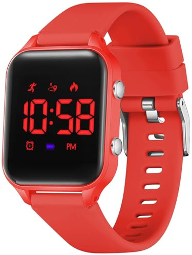 Timever Kids Watches Digital Watch for Boys Girls-Red