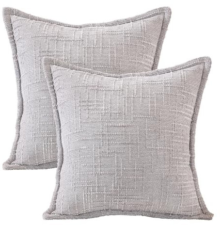Artoid Mode Grau Leinen Optik Modern Kissenbezüge 2er Set, 45x45 cm Saisonnal Sofakissen Zierkissenbezug Cushion Cover Couch Schlafzimmer Deko