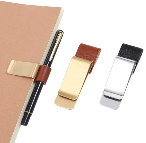 Aiyorse 2 Stück Stiftschlaufen Edelstahl Stiftschlaufe Pen Holder Stiftschlaufe Selbstklebend Stiftschlaufen-Halter für Journal Notebook Planer Clipboard Office Pocket Kalender