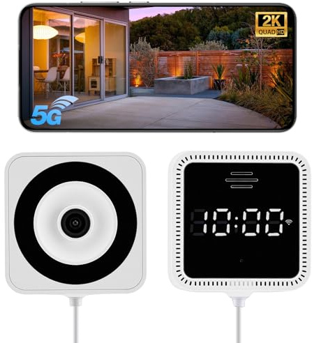VeftBltrem 2K WLAN Innen, Mini Kamera mit Farb-Nachtsicht, Blendschutz & Antireflex & Uhrzeitanzeige, 24/7-Aufnahme, Kamera Überwachung Innen, Fensterkamera für Hausüberwachung, Weiß