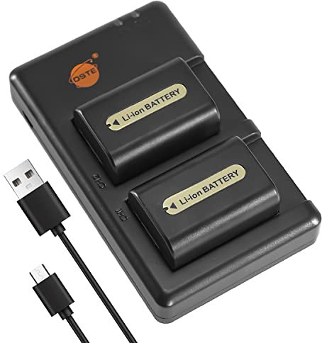DSTE 2PCS NP-FH50 Battery Charger Set Compatible for Sony DSLR-A230, DSLR-A290, DSLR-A330, DSLR-A380, DSLR-A390, DSC-HX1, DSC-HX100V, DSC-HX200V, HDR-TG5V, HDR-TG1E, HDR-TG3, HDR-TG5, HDR-TG7