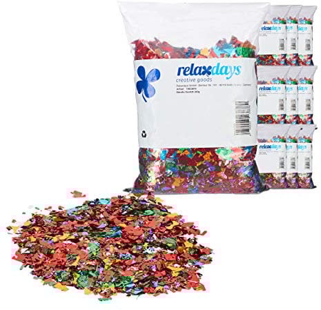 Relaxdays XXL Konfetti Sack, Riesen Metallic Konfetti, kunterbuntes Glitzer Konfetti, Geburtstag, Fasching, Festival, bunt, 1er Set (0,28kg), Packung