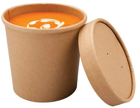 We Can Source It Ltd – 16oz Disposable Round Kraft Paper Food Containers with Vented Lids – Food Containers for Soup, Ice Cream, Stew – For Food Trucks, Grocery Stores – Pack of 50