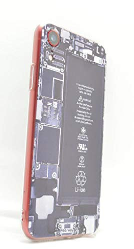 OLIVIASPHONES Case For iPhone XR Black Back Open Battery Circuit Board Memory CPU Image Slim Fit Gel Back Cases Cover Protector Twin Pack Premium Tempered Glass LCD Protectors