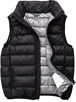 SK Studio Daunen Daunenweste Ärmellos Kinder Ultra Leichte Winter Jacke Weste Jungen Maedchen Stil 3 Schwarz 170cm / 11-12 Jahre