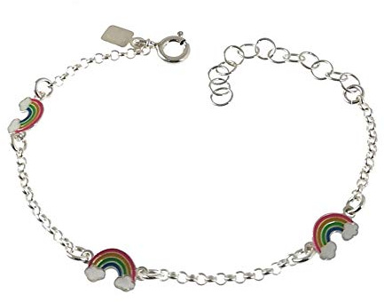 Minoplata Regenbogen-Armband für Mädchen aus 925er Sterlingsilber, das Geschenk, das Sie zum Geburtstag suchen
