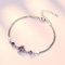 Hand Armband Armreif Armkette Damen 925 Sterling Silber Schmuck Armband Hochwertige Retro-Mode Frau Lila Kristallblume A