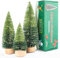 UNIPRIMEBBQ Mini Christmas Tree, Small Pine Tree with Wooden Bases for Xmas Holiday Party Home Tabletop Tree Decor (Tree with Light)