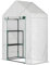 Outsunny Serra da Giardino in Acciaio e Copertura PE, Serra per Piante con 2 Scaffali e Porta Avvolgibile, 143x73x195cm, Bianco