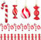 24 Pcs Christmas Candy Cane Ornament Plastic Peppermint Candy Cane Christmas Decorations Xmas Hanging Lollipop Pattern Decorations with Rope for Xmas Holiday Festival Decor Photo Booth Prop