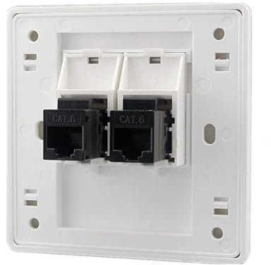 CAT6 RJ45 LAN Cable Ethernet Wall Plate,Female to Female Gigabit Network Socket Faceplate,Dual-Pass Network Wall Plug,Internet Straight Plug Outlet,86x86mm Socket Box (LAN x 2)