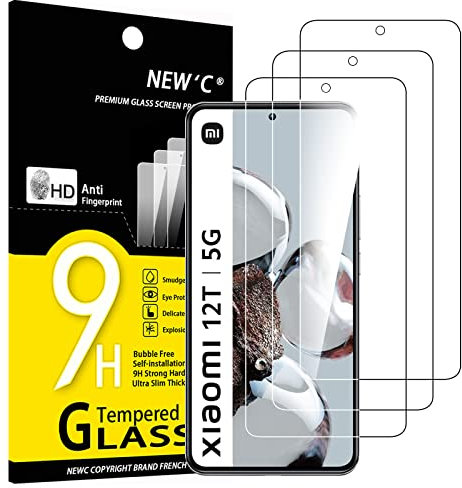 NEW'C 3 Stück für Xiaomi 12T,Xiaomi 12T Pro für Panzerglas, Frei von Kratzern, 9H Härte, HD Displayschutzfolie, 0.33mm Ultra-klar, Ultrabeständig