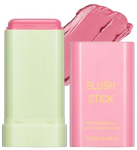 Multi-Use Makeup Blush Stick - Waterproof, Tinted Moisturizer for Eyes, Lips, Cheeks in Shy Pink