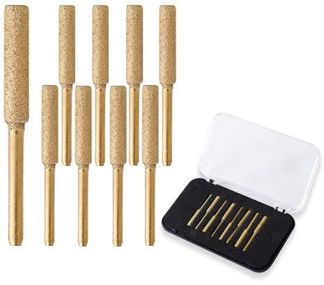 YARDMARIS 8 Pcs Diamond Chainsaw Sharpener, High Hardness Chainsaw Sharpener Stones - Titanium Plated Bits - Burr Grinding Stone File Wheels, Grinding Tool for Metal Chainsaw Jade Glass (3/16)