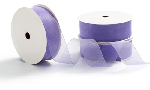 MORSUNBELA Geschenkband Lila Schleifenband Hochzeit Organza Bänder Lila Dekoband Seidenband Chiffonband 25 mm x 9 m Organzaband