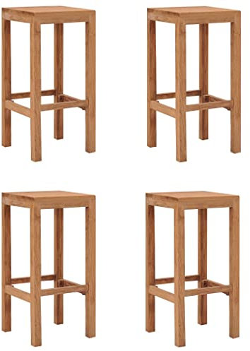 Sufrk Barhocker 4 STK. Barhocker Outdoor Bistrotisch Hocker Barhocker Set Massivholz Teak