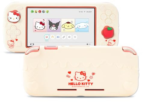 Kuitmor Schutzhülle für Switch Lite, Kratzfeste Schale, weiche Silikonhülle für Switch Lite 2019 mit 2 Daumengriffkappen (Off-White)